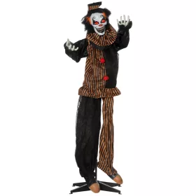   Animált horror bohóc halloween dekoráció 170 cm magas mozgásérzékelővel, vörös szemekkel és hanghatásokkal