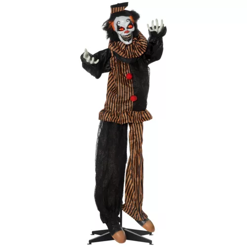 Animált horror bohóc halloween dekoráció 170 cm magas mozgásérzékelővel, vörös szemekkel és hanghatásokkal
