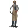 Animált láncfűrészes horrorfigura halloween dekoráció 170 cm magas mozgó figura vörös szemekkel és láncfűrész hanggal