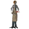 Animált láncfűrészes horrorfigura halloween dekoráció 170 cm magas mozgó figura vörös szemekkel és láncfűrész hanggal