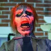 Animált láncfűrészes horrorfigura halloween dekoráció 170 cm magas mozgó figura vörös szemekkel és láncfűrész hanggal