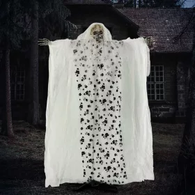   Animált szellemmenyasszony halloween dekoráció 178 cm magas mozgásérzékelővel, vörös szemekkel és sikolyokkal