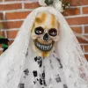 Animált szellemmenyasszony halloween dekoráció 178 cm magas mozgásérzékelővel, vörös szemekkel és sikolyokkal