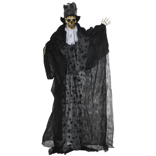 Animált szellem vőlegény halloween dekoráció 189 cm magas mozgásérzékelővel, vörös szemekkel és hanghatással