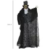 Animált szellem vőlegény halloween dekoráció 189 cm magas mozgásérzékelővel, vörös szemekkel és hanghatással