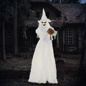   Világító tökös boszorkány halloween dekoráció 189 cm magas mozgó figura vörös és kék LED fényekkel