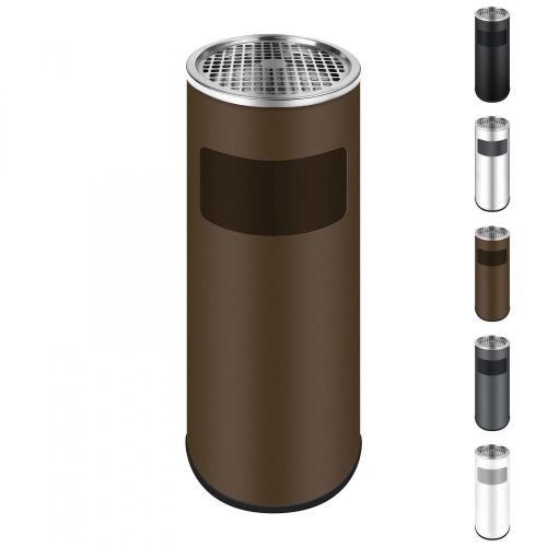 Outdoor trash can 8 liter bin with ashtray steel ashtray in brown color