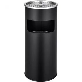   Kültéri szemetes 12 literes kuka hamutartóval acél hamutartó fekete színben