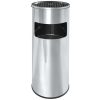 Outdoor trash can 12 liter bin with ashtray steel ashtray chromed