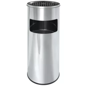   Kültéri szemetes 12 literes kuka hamutartóval acél hamutartó krómozott
