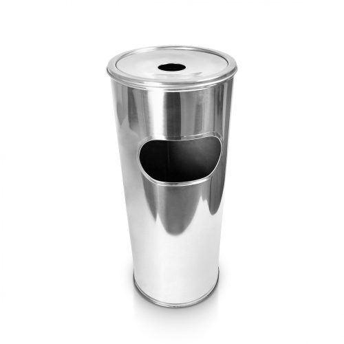 Stainless outdoor standing ashtray dustbin chrome polished