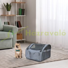   Kézi és autós hordozótáska kisállatok számára 41x34x30 cm szürke autósülés szállítótáska