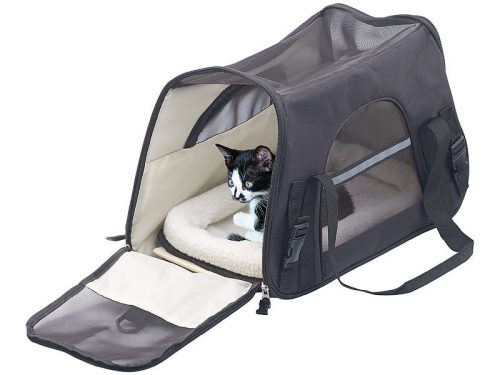 Hand and car carrier bag for small animals, up to 8 kg, size M, black