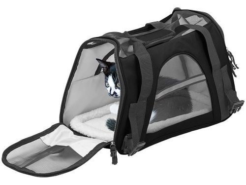 Hand and car carrier bag for small animals, up to 3 kg, size S, black