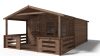 Weekend garden house with veranda and canopy 4x3 m, 20 m² terrace impregnated brown wood lightweight ready-made house