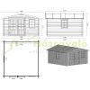 Weekend garden house with veranda and canopy 4x4 m, 24 m² terrace, untreated natural wood, lightweight prefabricated house