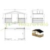 Weekend garden house with veranda and canopy 4x4 m, 24 m² terrace, untreated natural wood, lightweight prefabricated house