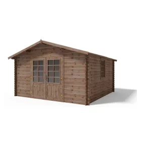   Hétvégi ház 3,9x3,9 méter impregnált barna fa könnyűszerkezetes készház