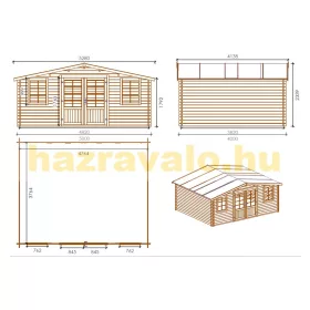   Hétvégi ház 5x4 méter impregnált barna fa könnyűszerkezetes készház