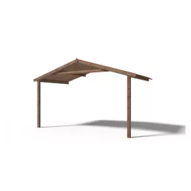   Előtető hétvégi házhoz veranda tetőszerkezet 400x200 cm impregnált barna fa terasz tető