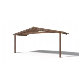   Előtető hétvégi házhoz veranda tetőszerkezet 500x200 cm impregnált barna fa terasz tető