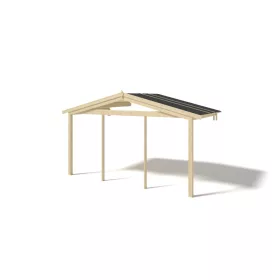   Előtető hétvégi házhoz veranda tetőszerkezet 400x200 cm kezeletlen natúr fa terasz tető