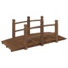 Wooden garden bridge 152.5x67x48 cm footbridge brown wooden bridge with railing 