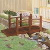 Wooden garden bridge 152.5x67x48 cm footbridge brown wooden bridge with railing 