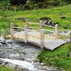 Garden bridge made of wood footbridge ornament with railing natural natural effect 152.5x67x48 cm