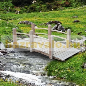   Kerti híd fából gyaloghíd dísz korláttal természetes natúr hatás 152,5x67x48 cm