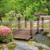 Wooden garden bridge 152.5x67x48 cm footbridge brown wooden bridge with railing 