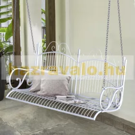   Veranda hintaágy kétszemélyes függő hintaszék 118x58x57 cm fehér fém hintapad felfüggesztett pad