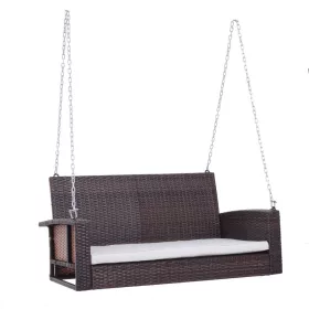   Veranda hintaágy kétszemélyes függő hintaszék 127x57,5x60 cm polirattan hintapad