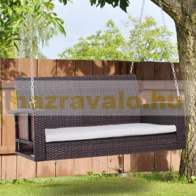   Veranda hintaágy kétszemélyes függő hintaszék 127x57,5x60 cm polirattan hintapad