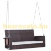 Veranda hintaágy kétszemélyes függő hintaszék 127x57,5x60 cm polirattan hintapad