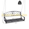 Veranda swing bed two-person hanging rocking chair 132x63x58 cm black metal swing bench suspended bench