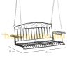 Veranda swing bed two-person hanging rocking chair 137x58x52 cm black metal swing bench suspended bench