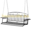 Veranda swing bed two-person hanging rocking chair 137x58x52 cm black metal swing bench suspended bench