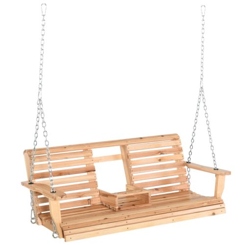 Veranda swing bed 2-3 person hanging swing chair 150x75x53 cm wooden swing bench suspended bench