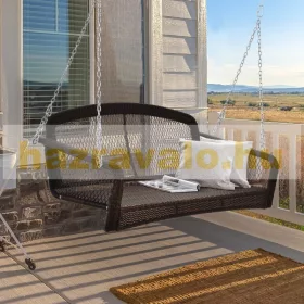   Veranda hintaágy kétszemélyes függő hintaszék 160x68x48 cm polirattan hintapad