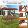 3 személyes hintaágy fekvőfunkcióval és napellenzővel 185x117x177 cm barna
