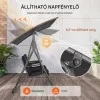 2 személyes hintaágy forgatható tálcával és napellenzővel 174x109,5x155 cm fekete