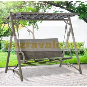   Hintaágy 3 személyes polirattan kerti ülőgarnitúra barna-szürke 197x122x178 cm