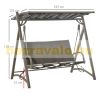 Swing bed 3-person polyrattan garden seating set brown-grey 197x122x178 cm