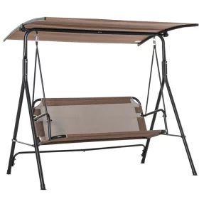   Hintaágy 2 személyes barna kerti ülőgarnitúra 172x110x155 cm állítható napellenzővel