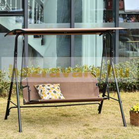   Hintaágy 2 személyes barna kerti ülőgarnitúra 172x110x155 cm állítható napellenzővel