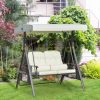 Swing bed 2-person garden seating set 162x118x173 cm beige