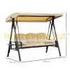 Swing bed 3-person garden seating set 120x208x172 cm beige-brown with two small tables