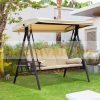 Swing bed 3-person garden seating set 120x208x172 cm beige-brown with two small tables