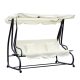 Swing bed 3-person garden seating set 200x120x164 cm beige-black garden lounger